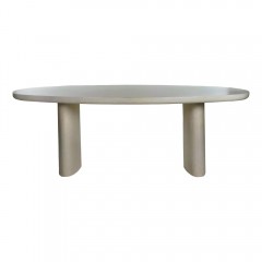 DINING TABLE LIME PLASTER GREY OVAL 220       - DINING TABLES